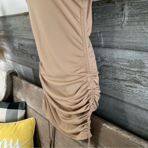 Shein khaki side-ruching drawstring bodycon dress size small - Picture 7 of 8